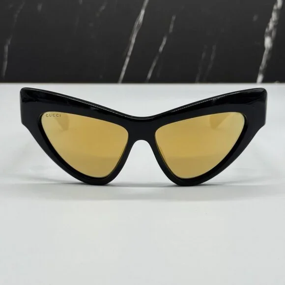 NEW GG1294S 002 GUCCI SUNGLASSES SHINY BLACK GOLD CAT EYE WOMEN EYEWEAR GUCCI NEW GUCCI GG1294S 002 WOMEN SHINY BLACK GOLD CAT EYE  main image 2